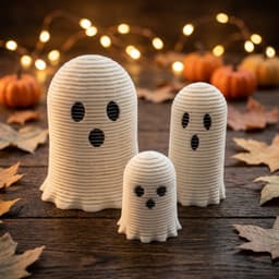 3PCS Halloween Ghost Spring Decor Set, 3D Printed Mini Ghost Ornaments, Cute Desktop Shelf Decoration In 3 Sizes thumbnail 1