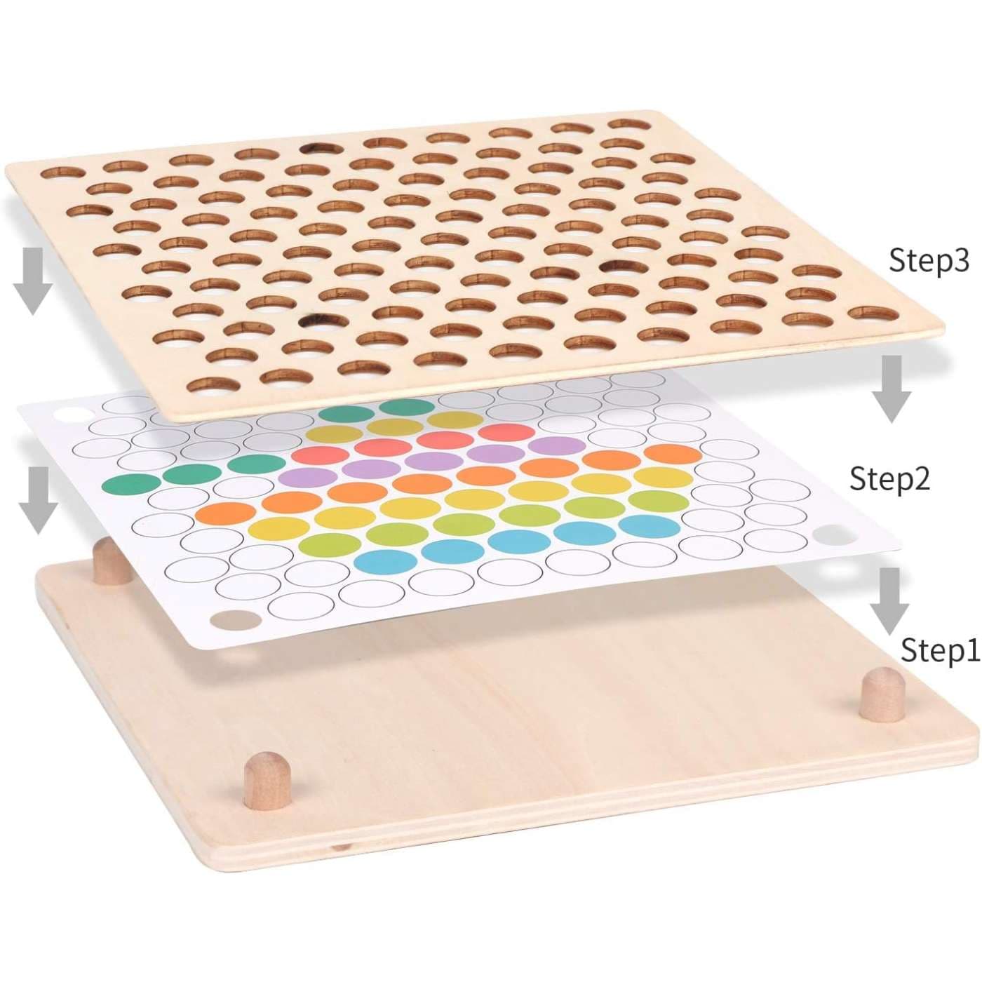 Wooden Peg Board Beads Game, Learning Montessori image 2