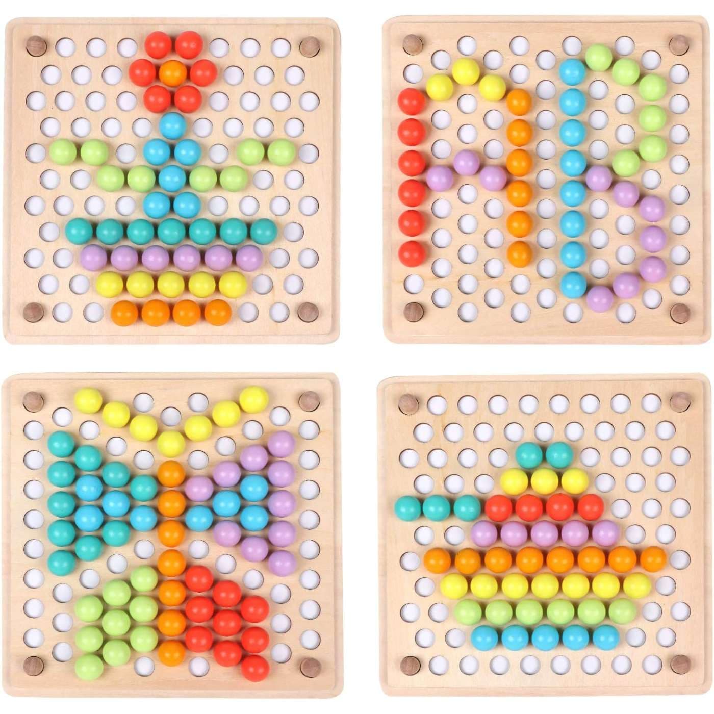 Wooden Peg Board Beads Game, Learning Montessori image 3