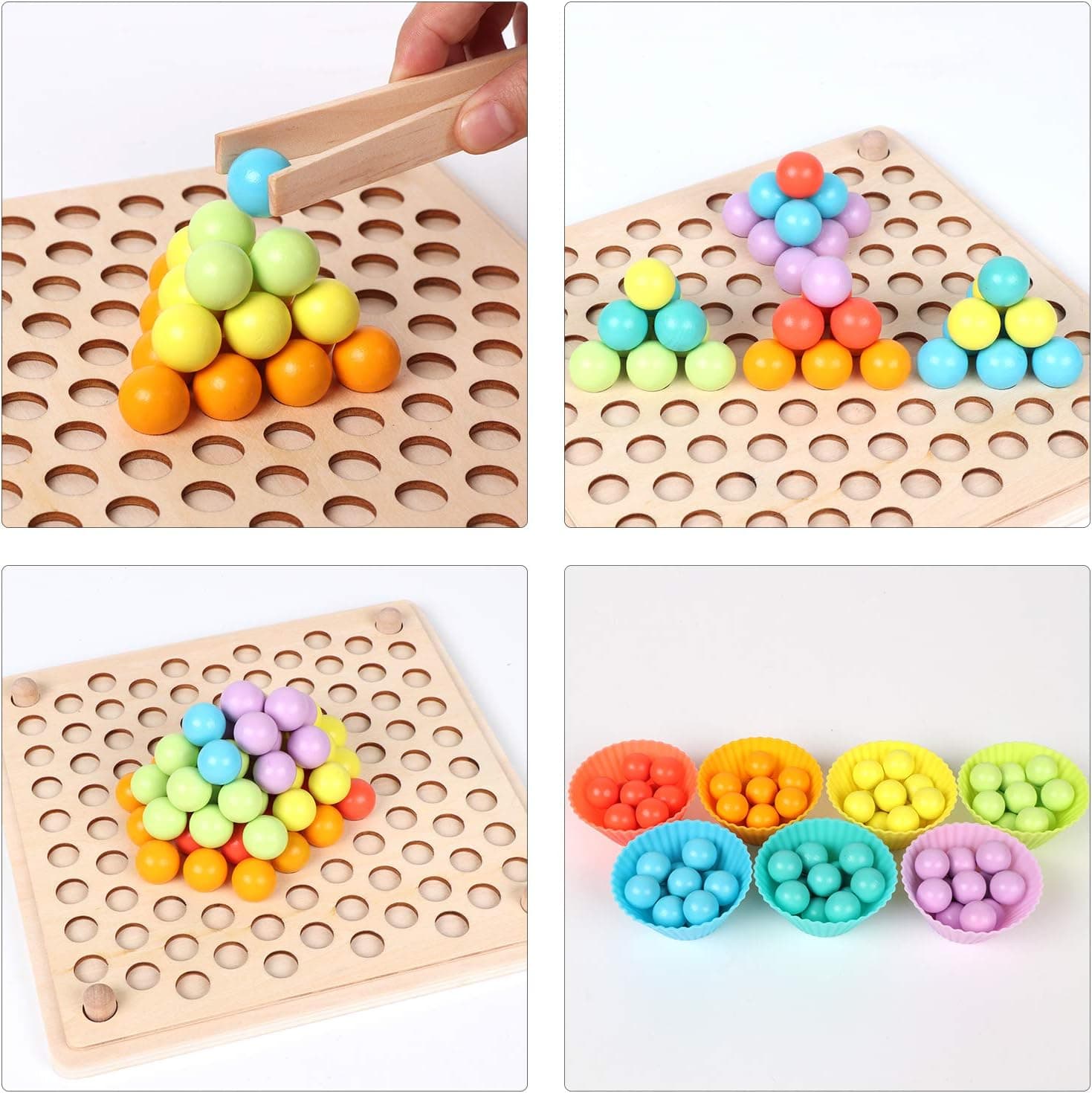 Wooden Peg Board Beads Game, Learning Montessori image 5