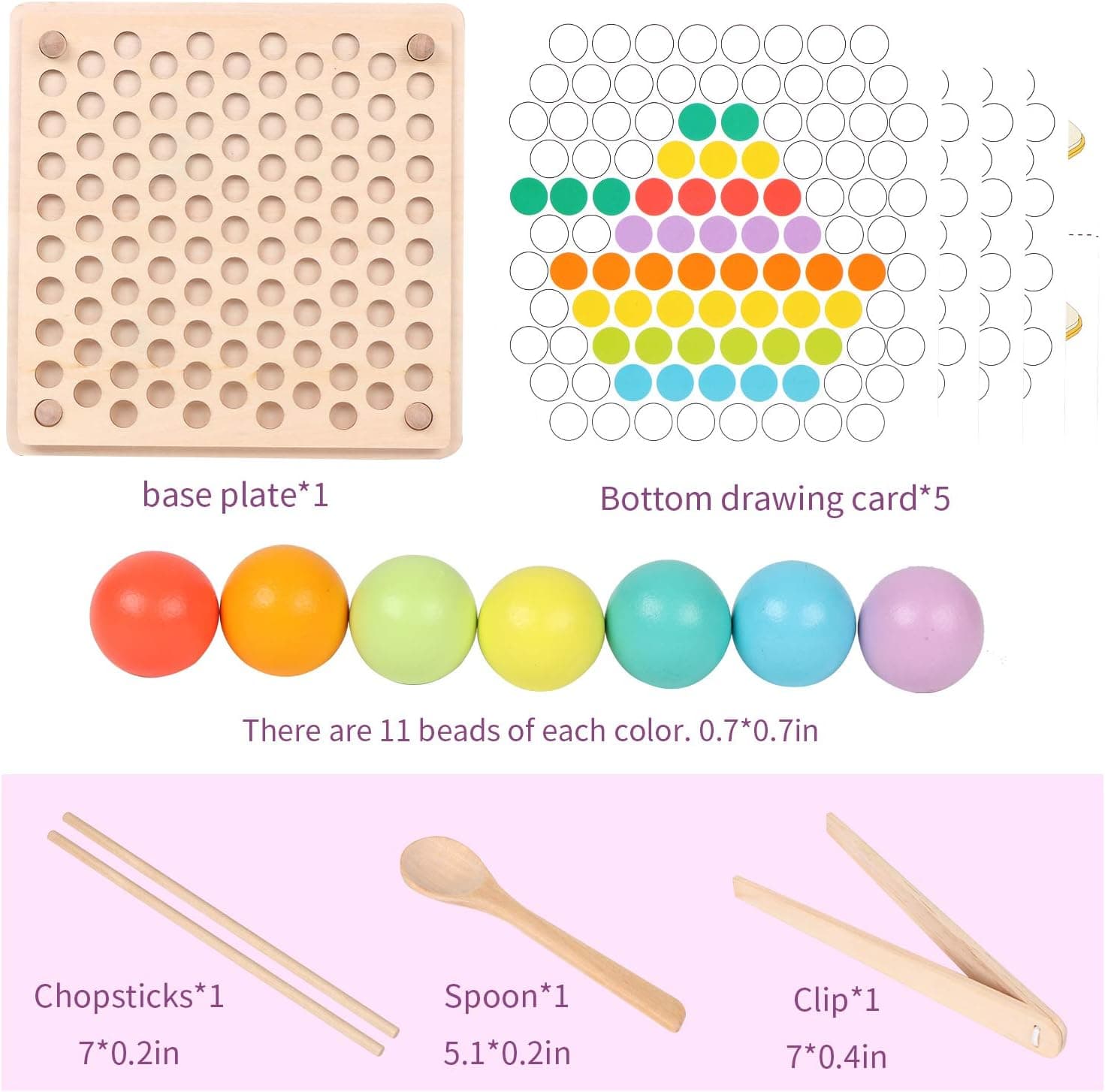 Wooden Peg Board Beads Game, Learning Montessori image 6