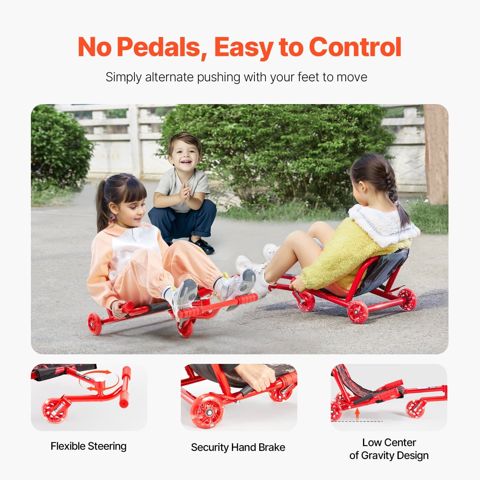 Kids Wiggle Drift Scooter with LED Flashing Wheels – Ride-On Drift Cart with Adjustable Frame for Ages 4+