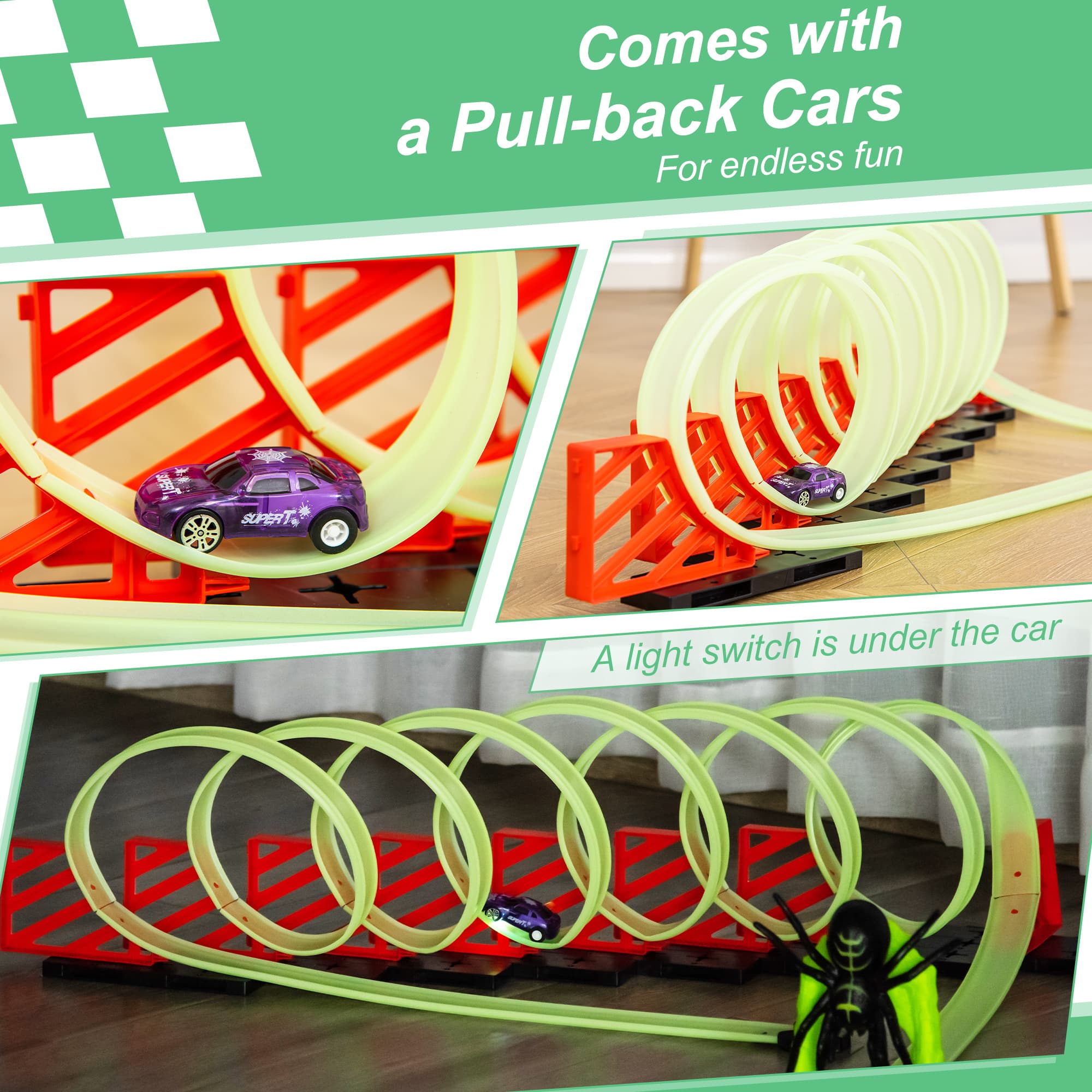 Track Builder Loop Kit Criss-Cross Glowing Race image 6