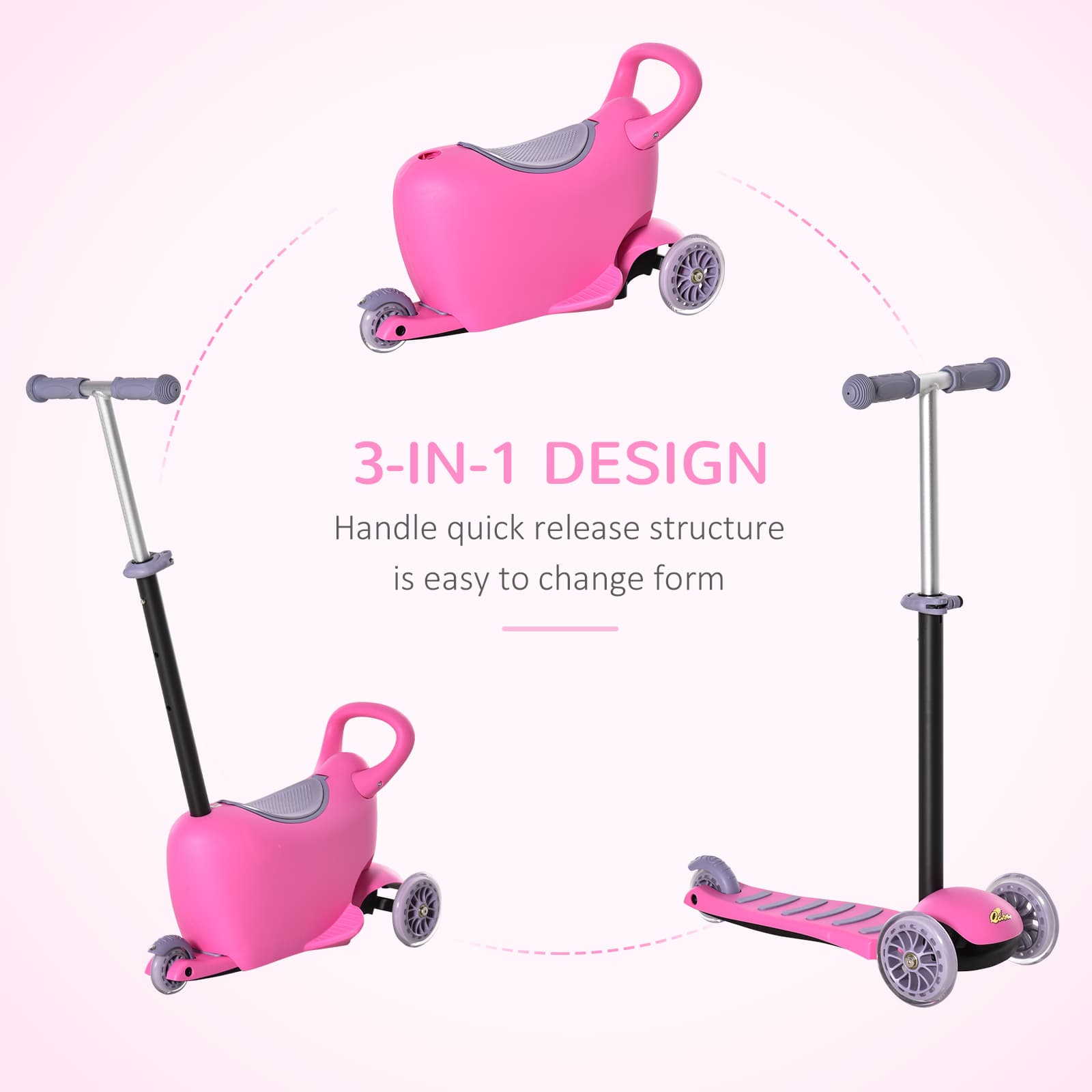 3-in-1 Ride On Push Car, Kids Scooter image 4