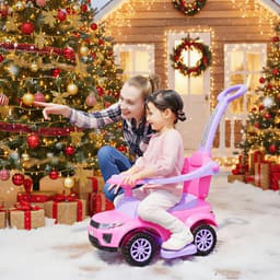 3 In 1 Push Cars for Toddlers Kid Ride on Push Car Stroller Sliding Car with Horn Music Light Function Secure Bar Ride on Toy for Boy Girl 18-36 Months, Pink thumbnail 2