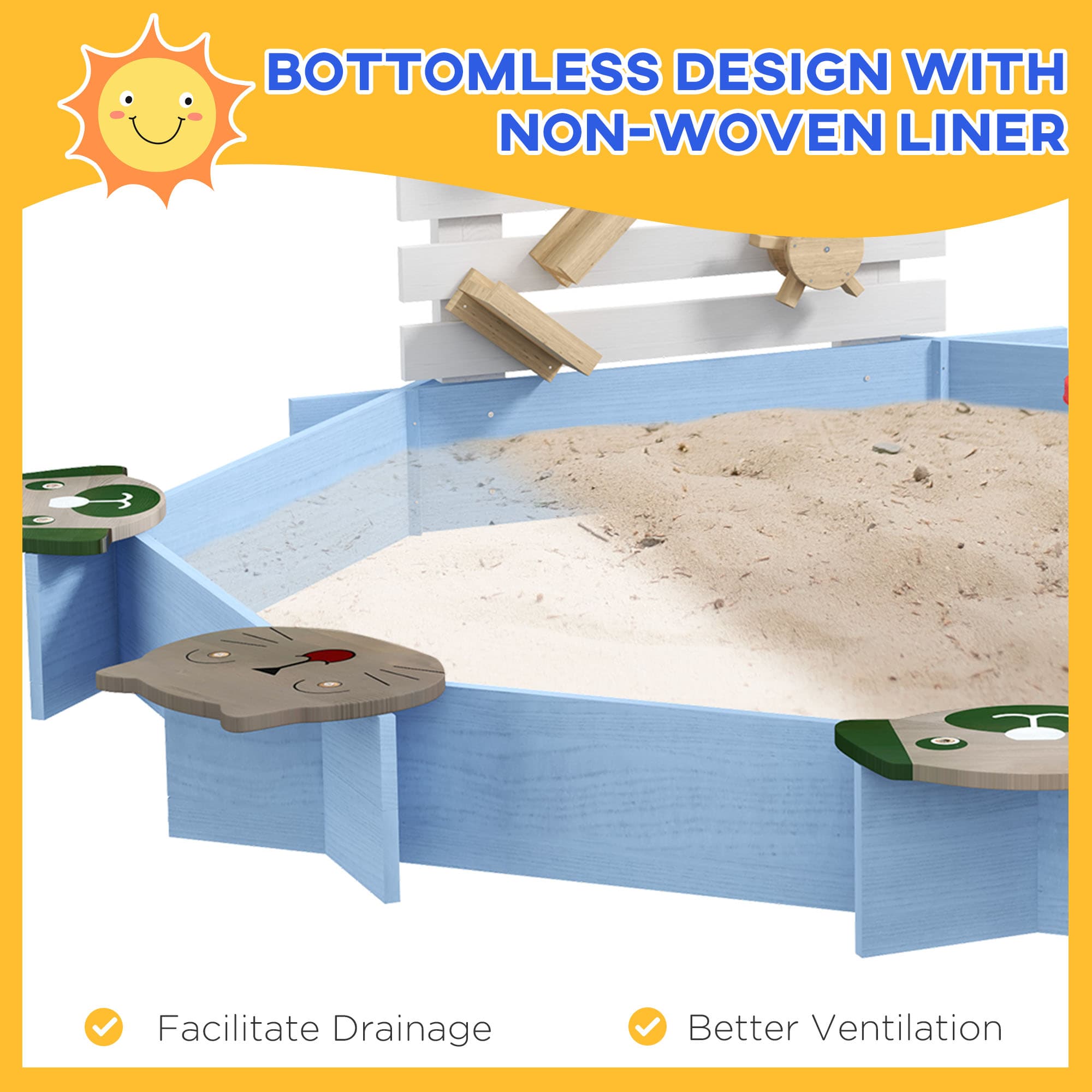 Wooden Sandbox for 3-7 Years, 85" x image 5