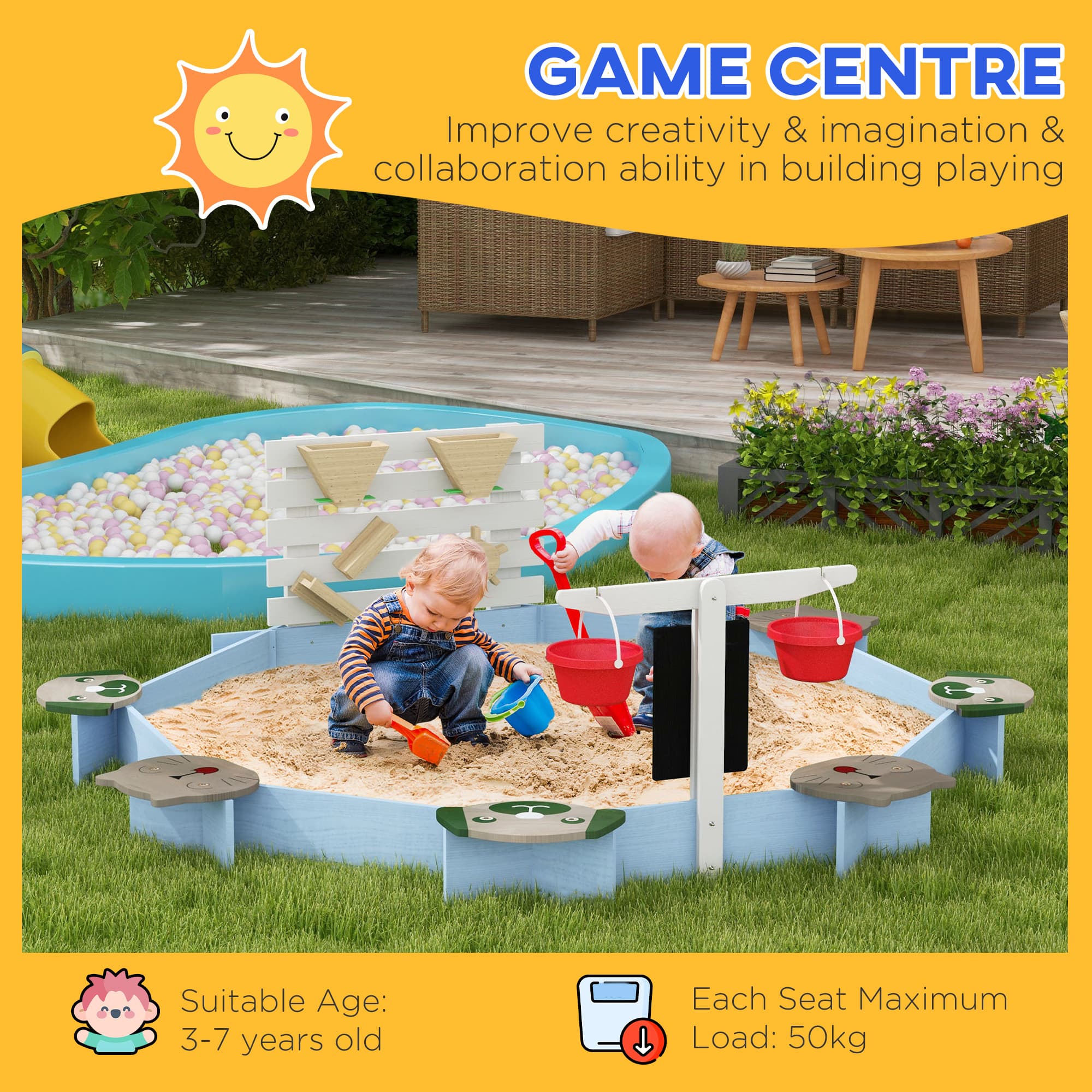 Wooden Sandbox for 3-7 Years, 85" x image 7