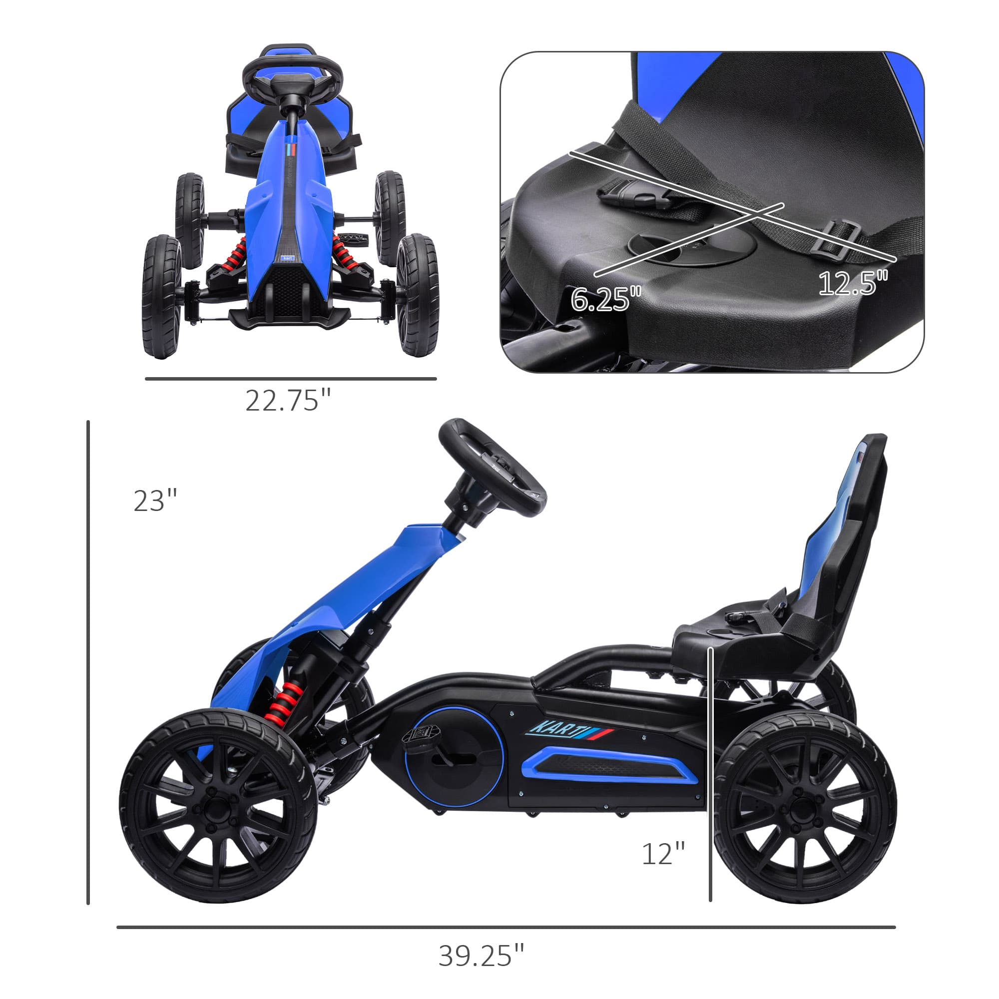 Kids Pedal Go Kart W/ Adjustable Seat image 3
