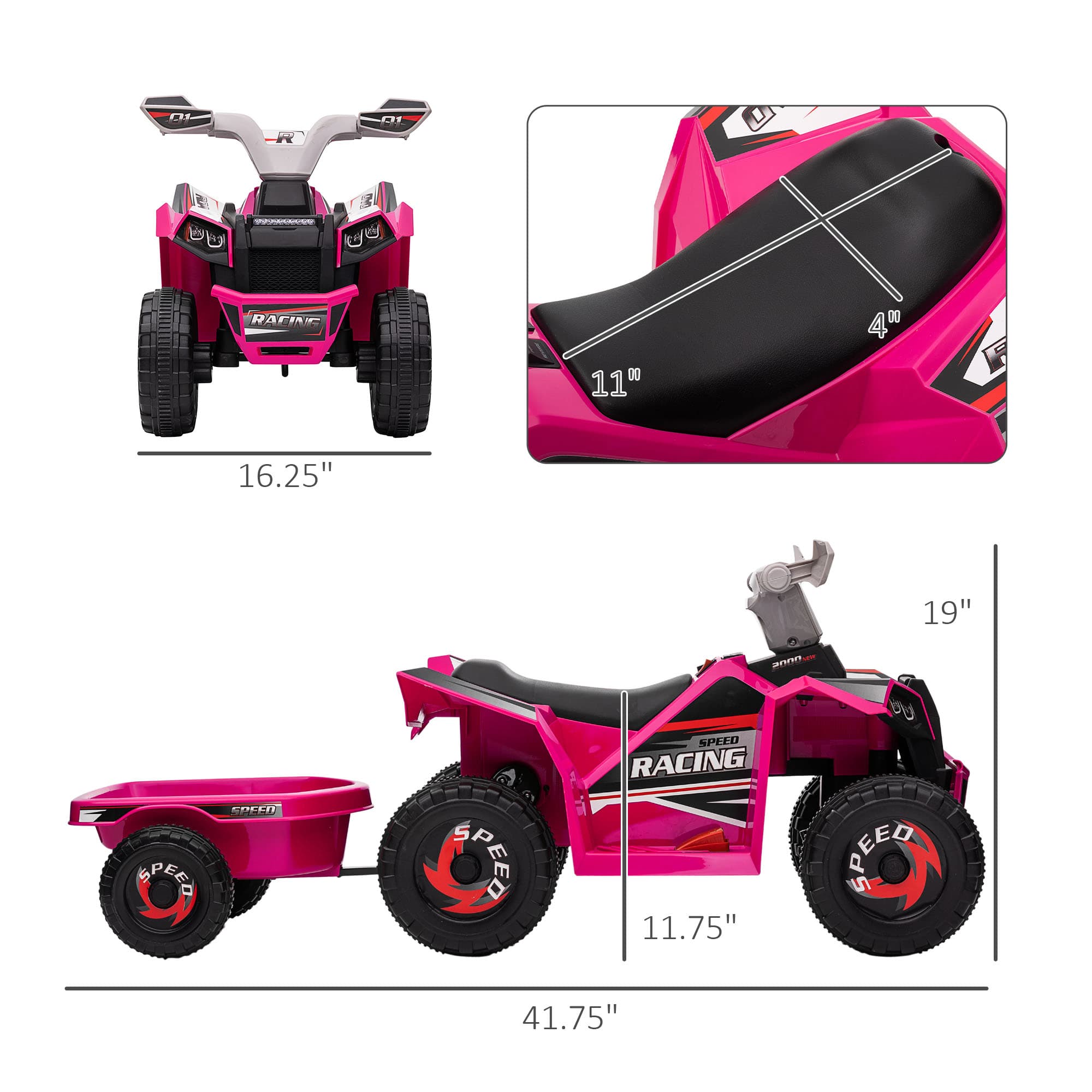 6V Electric Toy Car with Back Trailer image 3