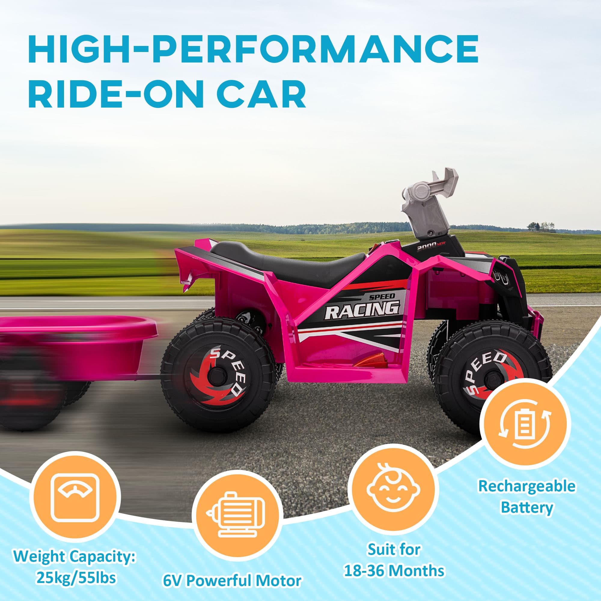 6V Electric Toy Car with Back Trailer image 6