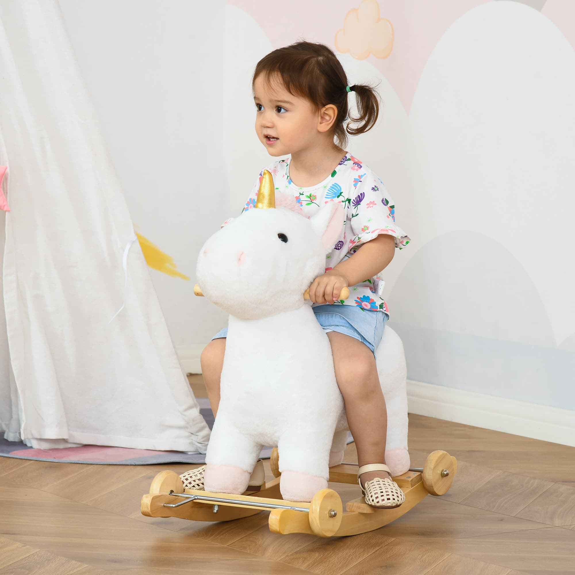 2 in 1 Kids Rocking Horse, Rolling image 2