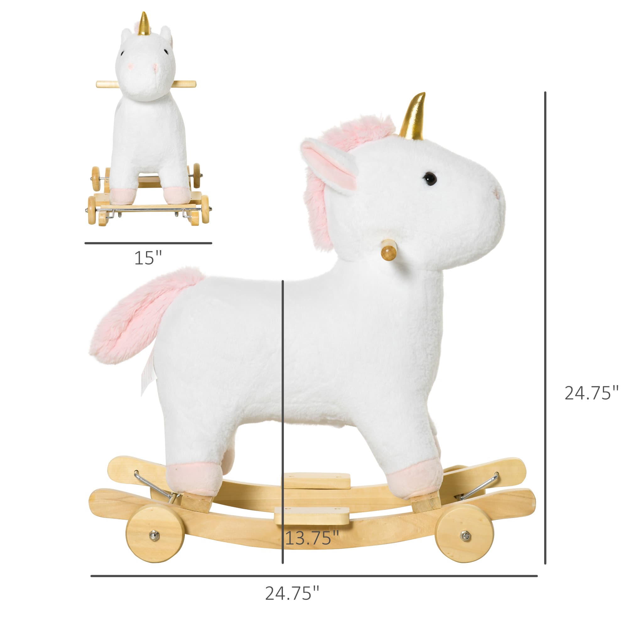 2 in 1 Kids Rocking Horse, Rolling image 3