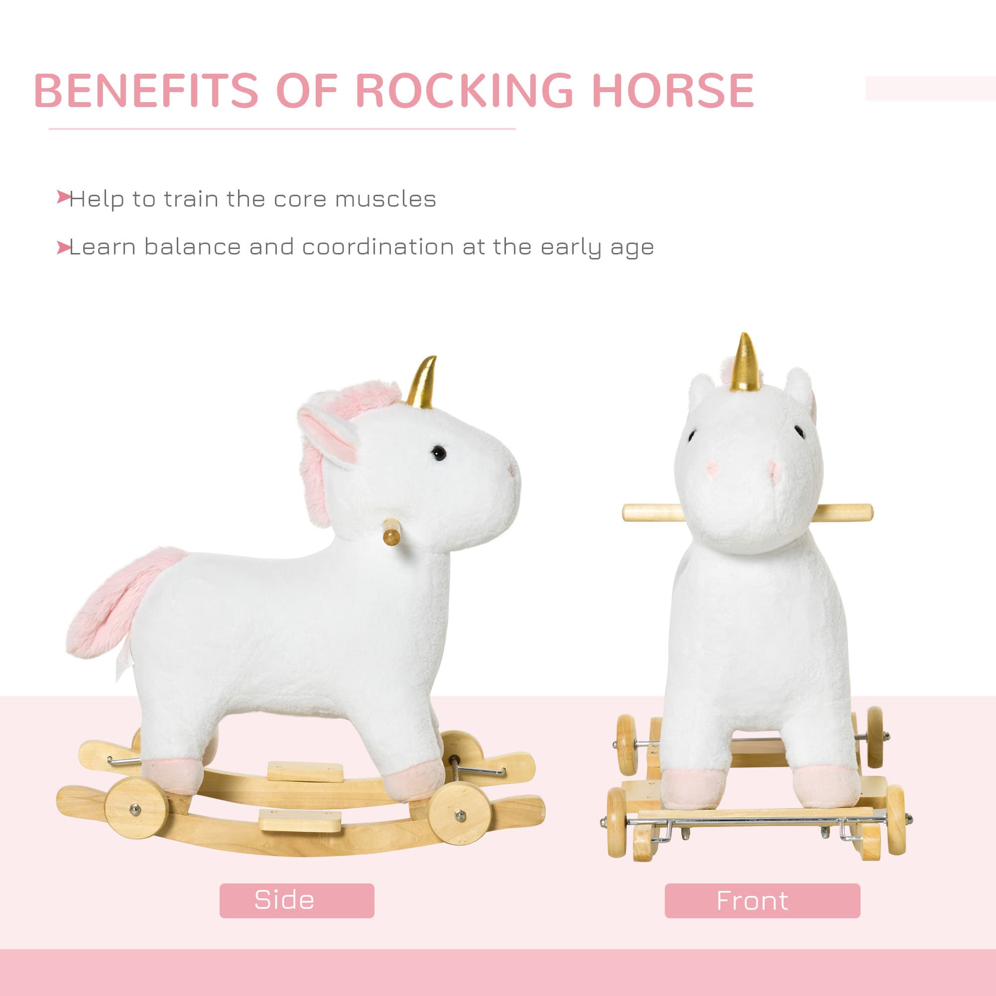 2 in 1 Kids Rocking Horse, Rolling image 6