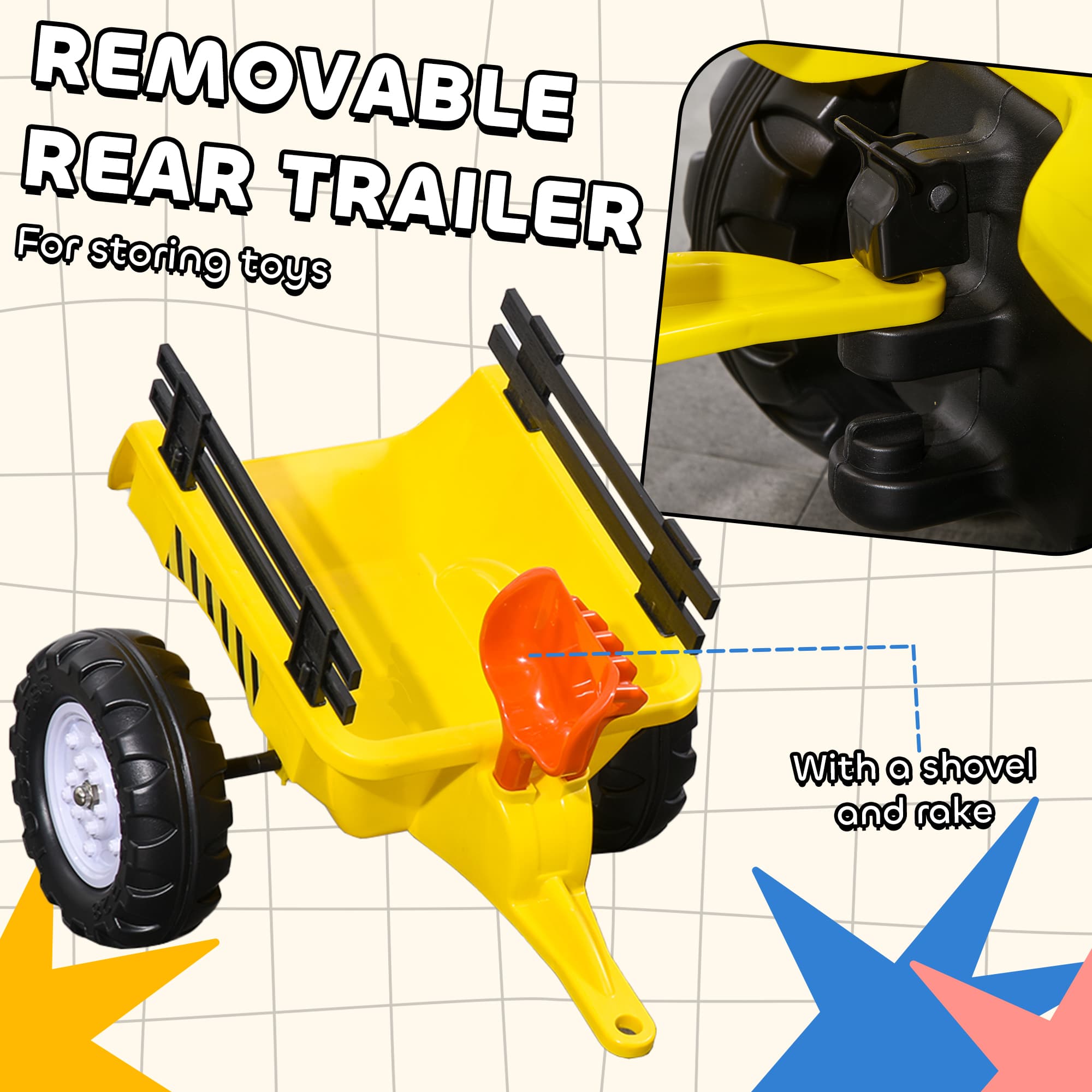 Kids Ride on Tractor with Back Trailer image 5