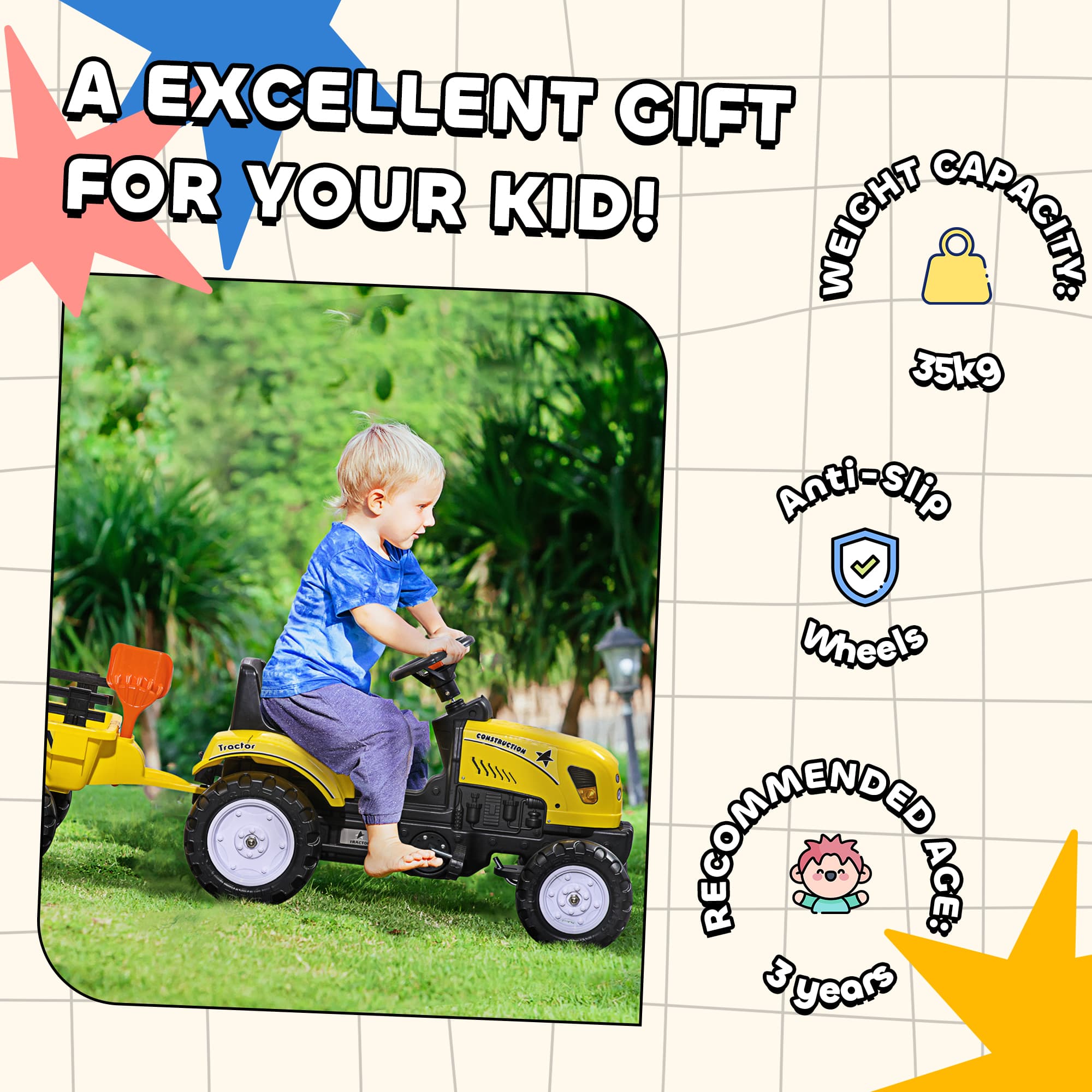 Kids Ride on Tractor with Back Trailer image 7