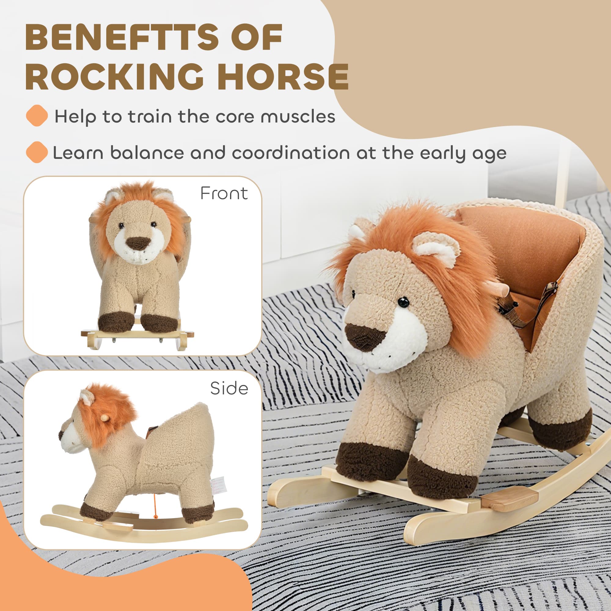 Baby Rocking Horse Lion with Sound, Plush image 5
