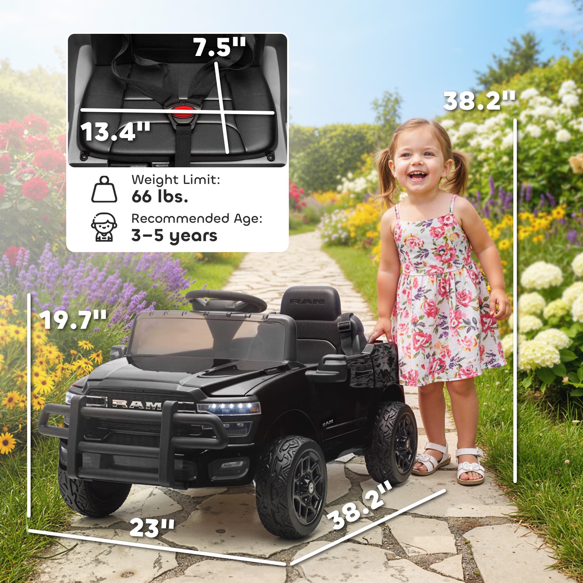 12V Kids Ride on Car, Licensed Dodge image 3