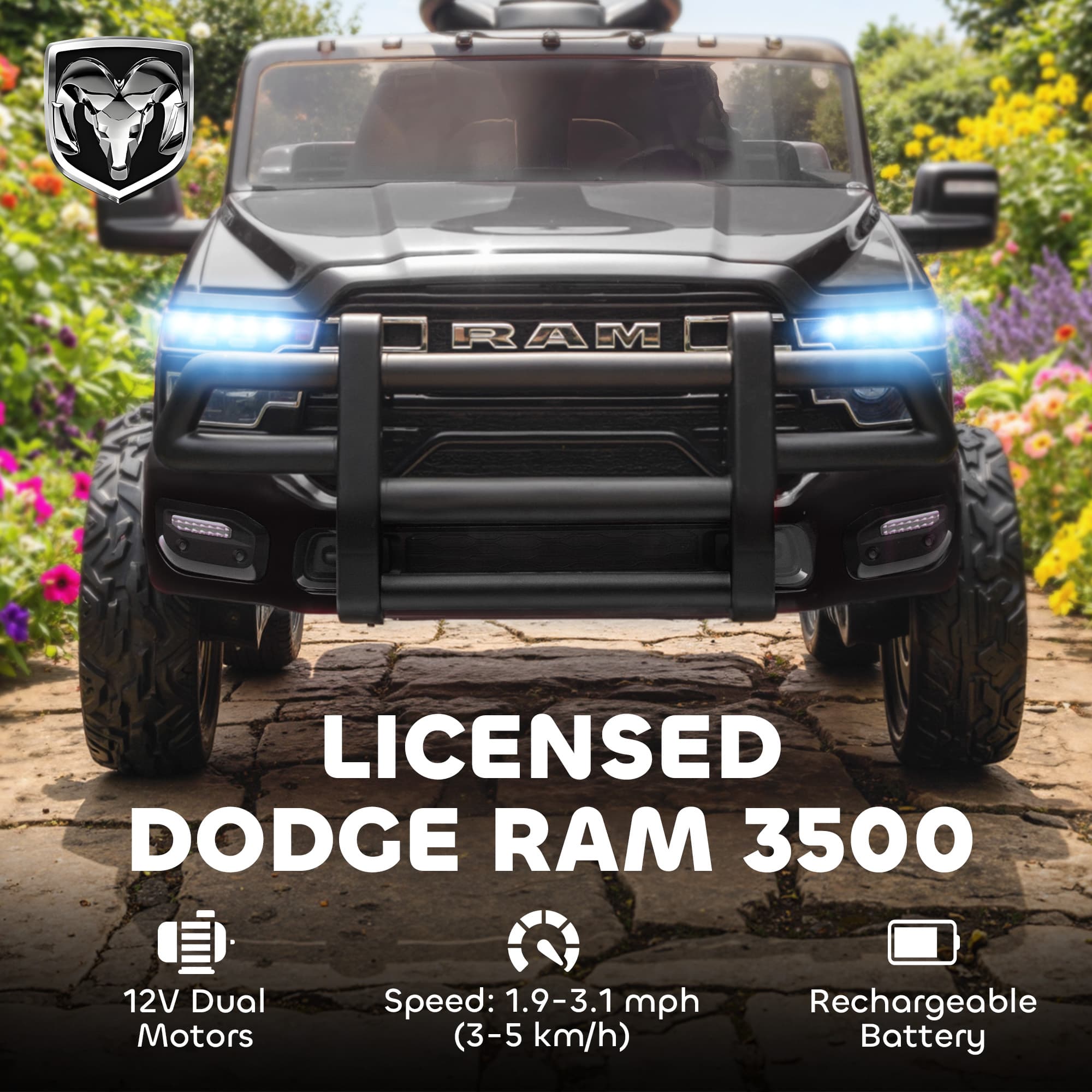 12V Kids Ride on Car, Licensed Dodge image 4