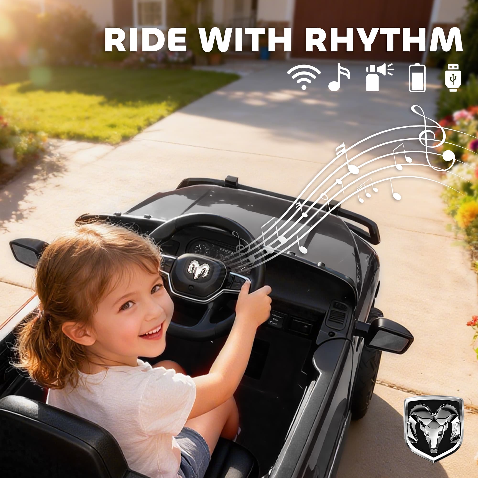 12V Kids Ride on Car, Licensed Dodge image 7