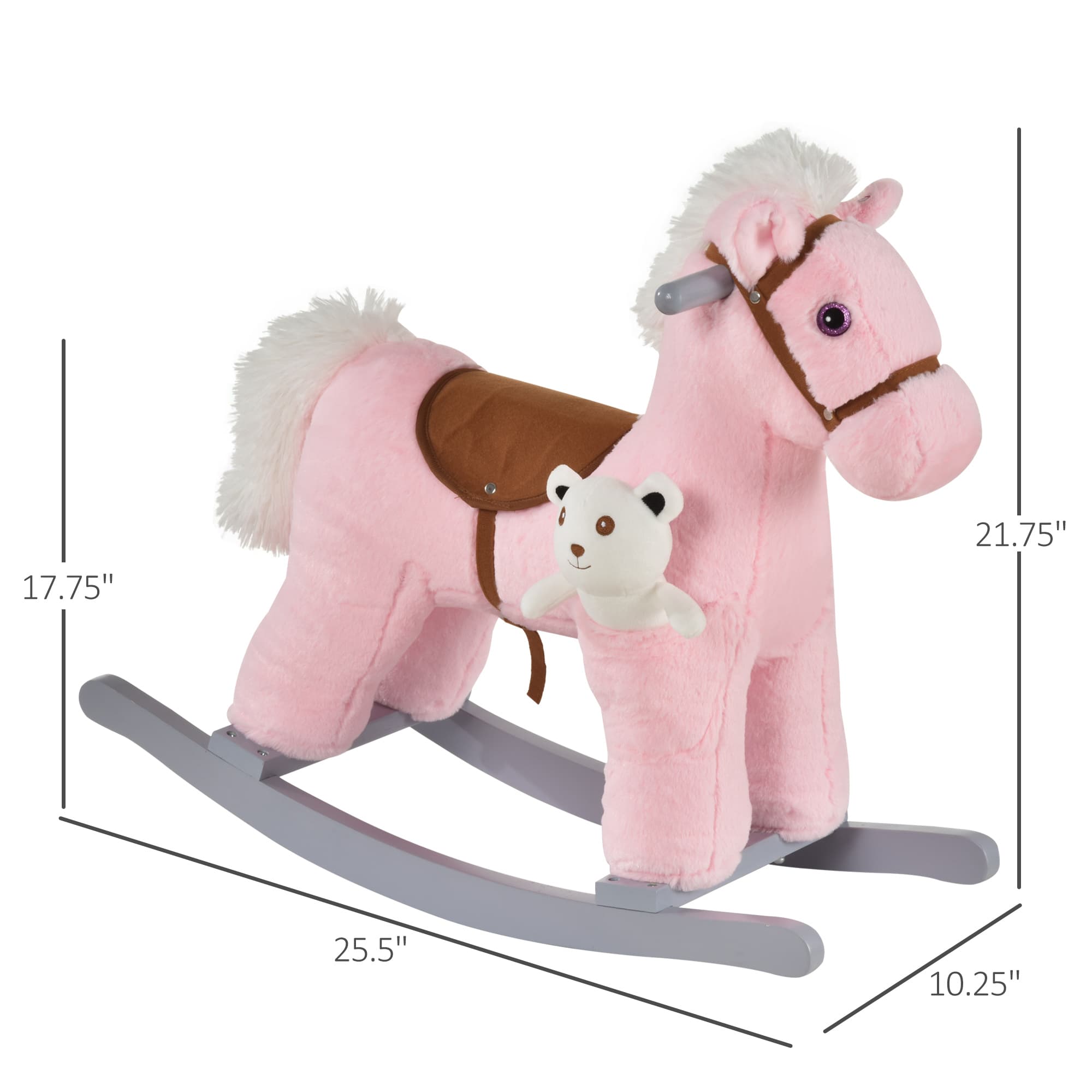 Kids Rocking Horse with Bear Toy, Plush image 3