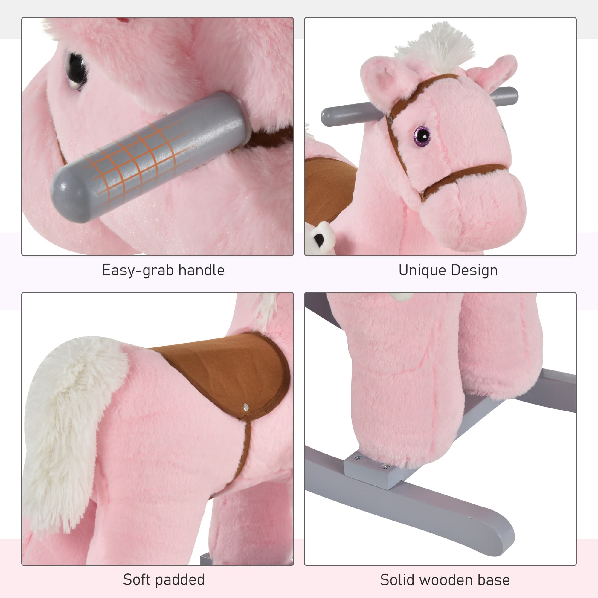 Kids Rocking Horse with Bear Toy, Plush image 6