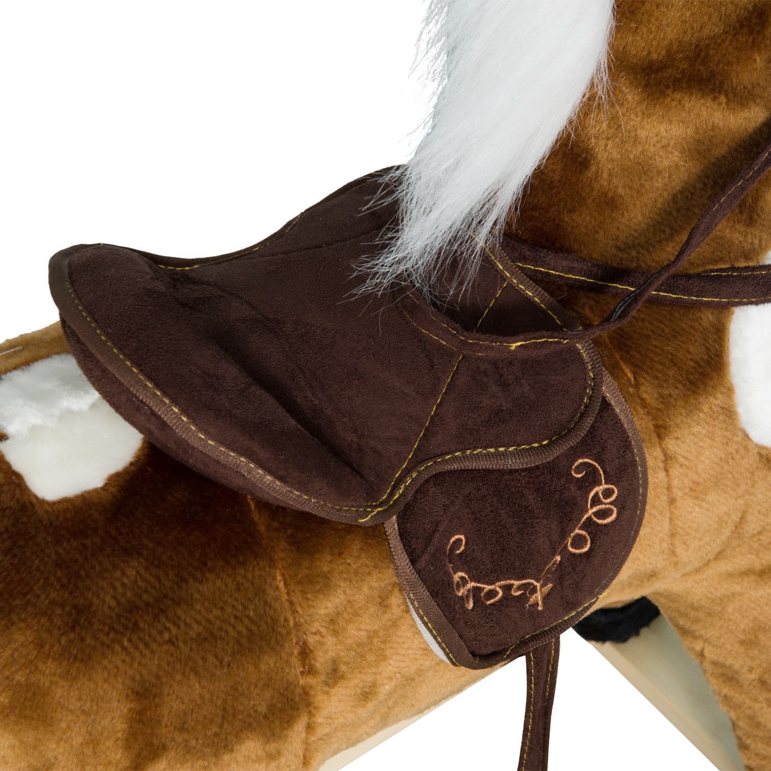 Kids Metal Plush Ride-On Rocking Horse Chair Toy With Nursery Rhyme Music - Dark Brown image 8