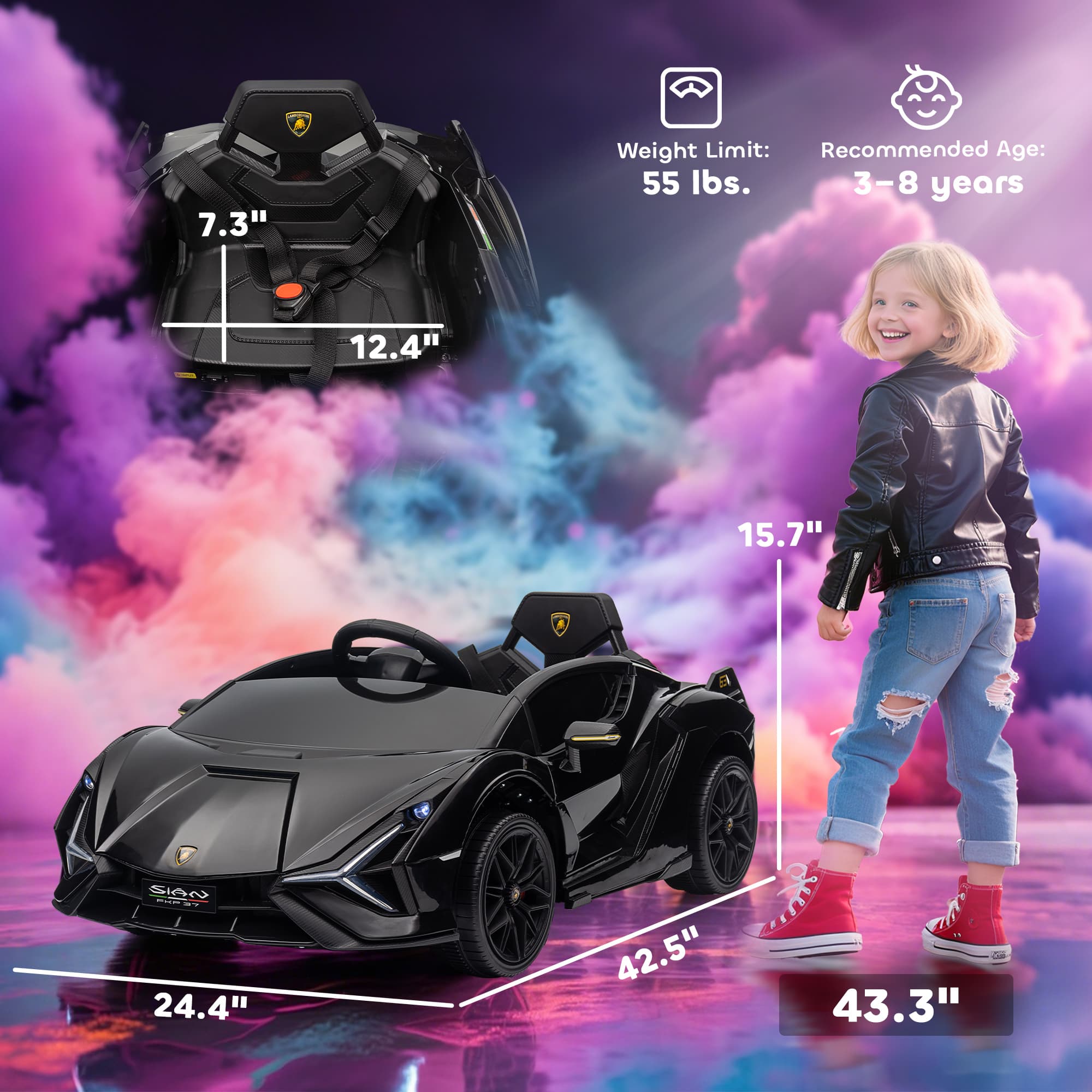 12V Lamborghini SIAN Licensed Electric Car for image 3