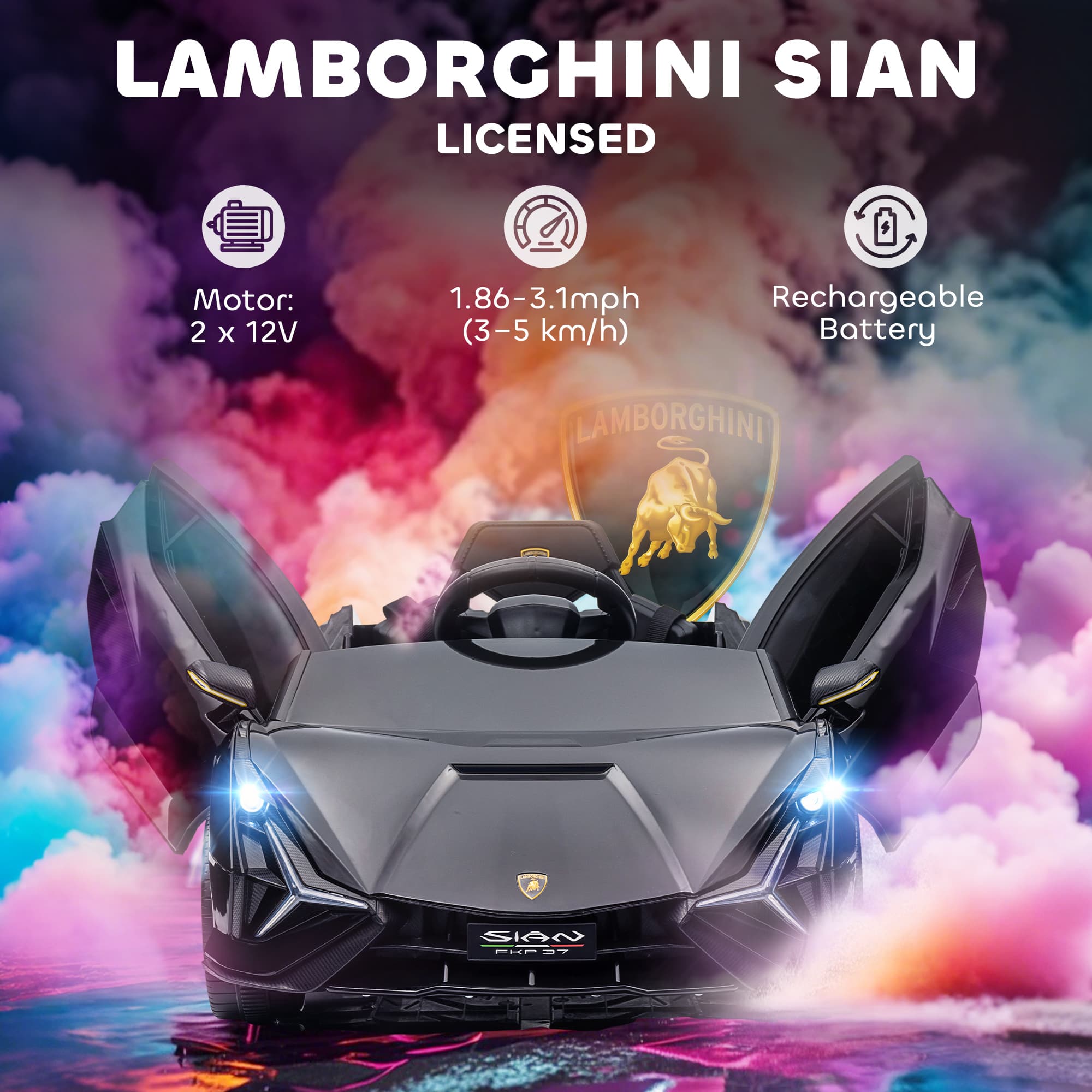 12V Lamborghini SIAN Licensed Electric Car for image 4