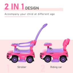3 In 1 Push Cars for Toddlers Kid Ride on Push Car Stroller Sliding Car with Horn Music Light Function Secure Bar Ride on Toy for Boy Girl 18-36 Months, Pink thumbnail 3