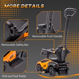 2-in-1 Ride On Push Car for Toddlers 1-3, Licensed Lamborghini Stroller Sliding Car, Push-Along with Under Seat Storage Horn Engine Sound and Steering Wheel, Manual, Orange thumbnail 3