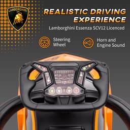 2-in-1 Ride On Push Car for Toddlers 1-3, Licensed Lamborghini Stroller Sliding Car, Push-Along with Under Seat Storage Horn Engine Sound and Steering Wheel, Manual, Orange thumbnail 2