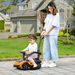 2-in-1 Ride On Push Car for Toddlers 1-3, Licensed Lamborghini Stroller Sliding Car, Push-Along with Under Seat Storage Horn Engine Sound and Steering Wheel, Manual, Orange thumbnail 4