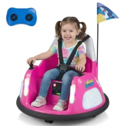 Pink 5-Point Seat Belt Kids Bumper Car With Flashing Lights & Music, Safe 0.7-1.2 MPH Ride-On Toy For Boys & Girls thumbnail 1