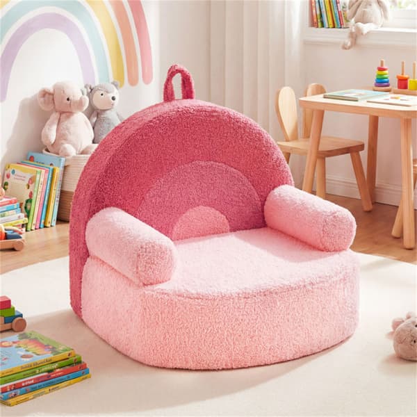 Pink Kids Sofa, Soft Teddy Fleece Foam image 2