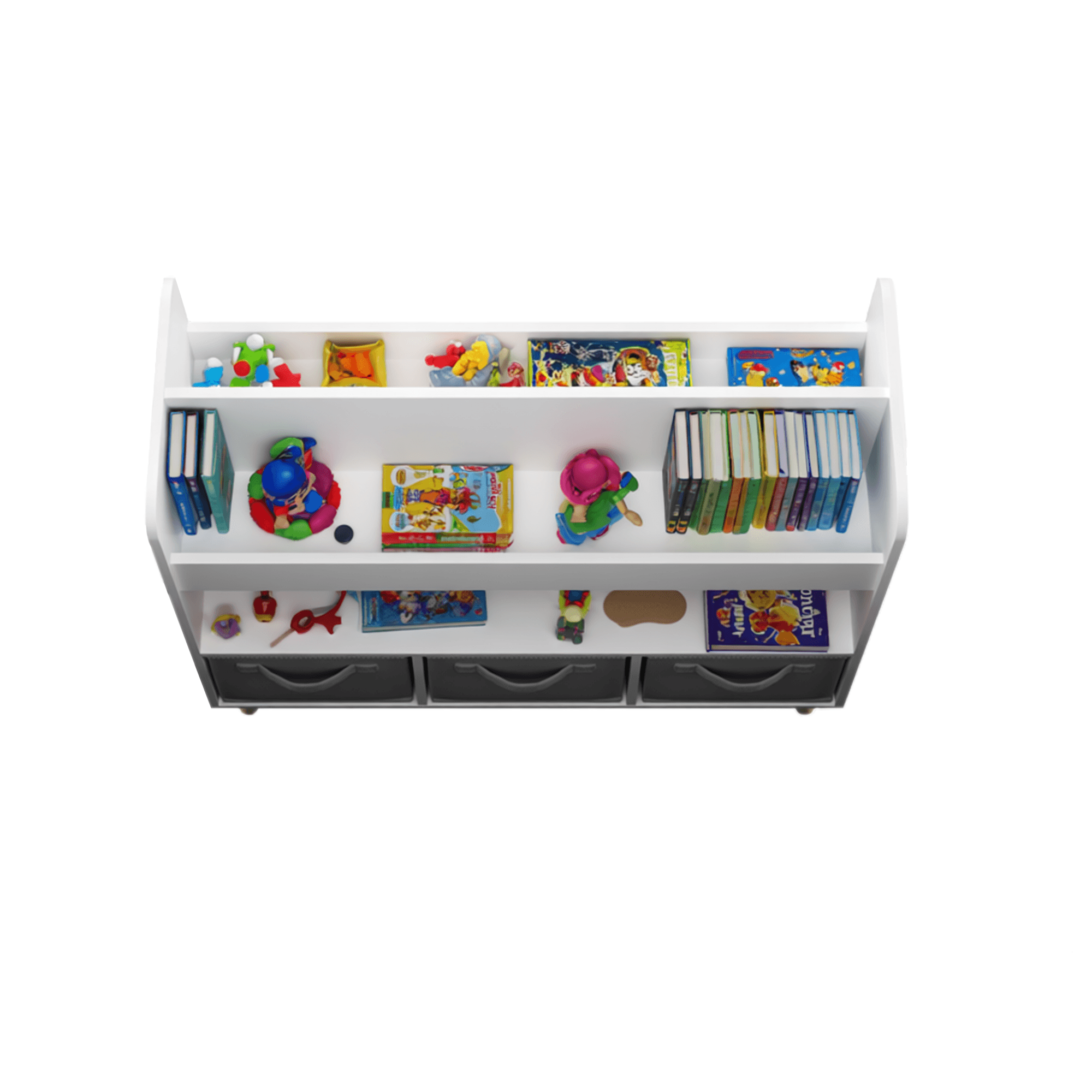 Kids Bookshelf With 3 Fabric Bins, Modern image 18