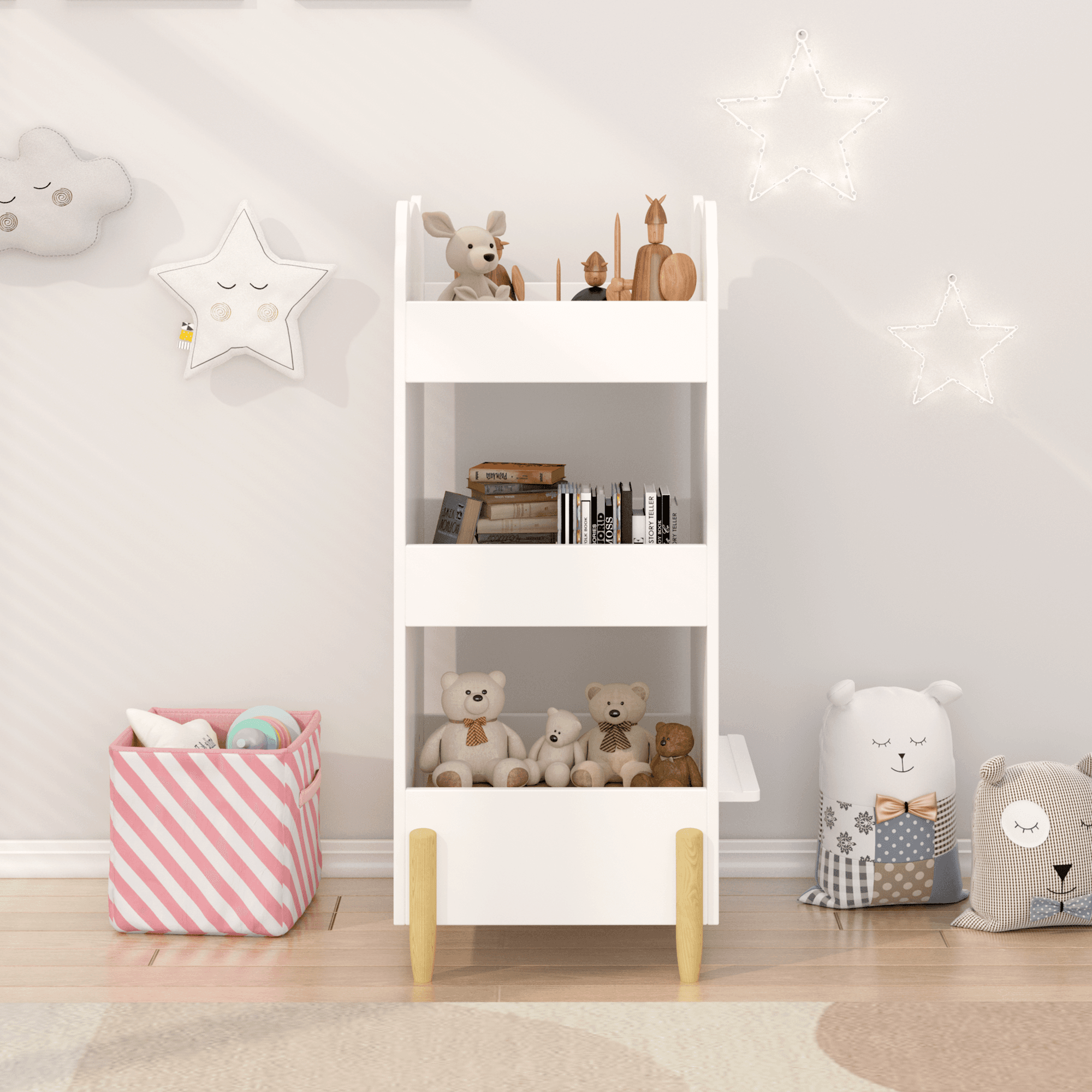 Kids Bookshelf With Chalkboard Side Bear Shaped image 6