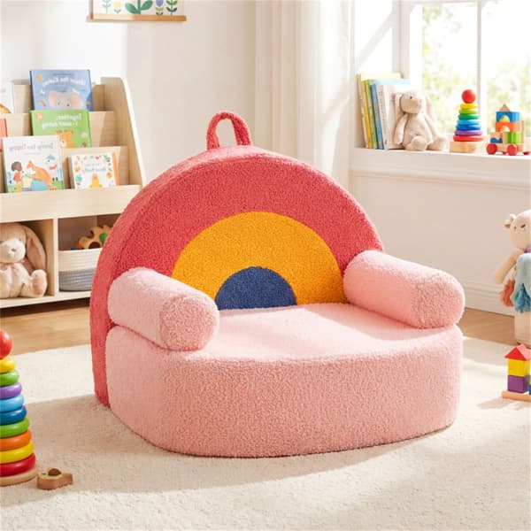 Red Kids Sofa, Soft Teddy Fleece Foam image 2