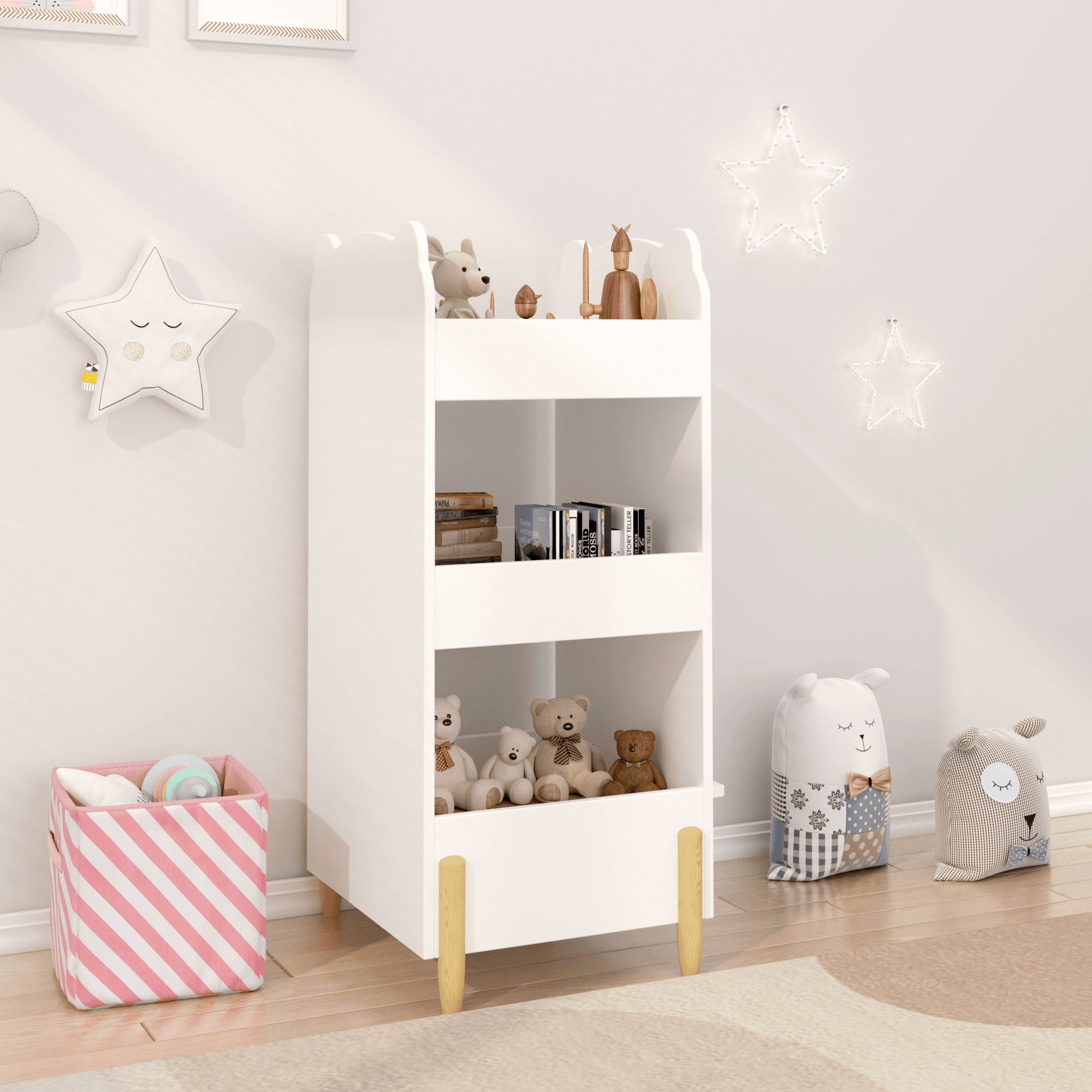 Kids Bookshelf With Chalkboard Side Bear Shaped image 7