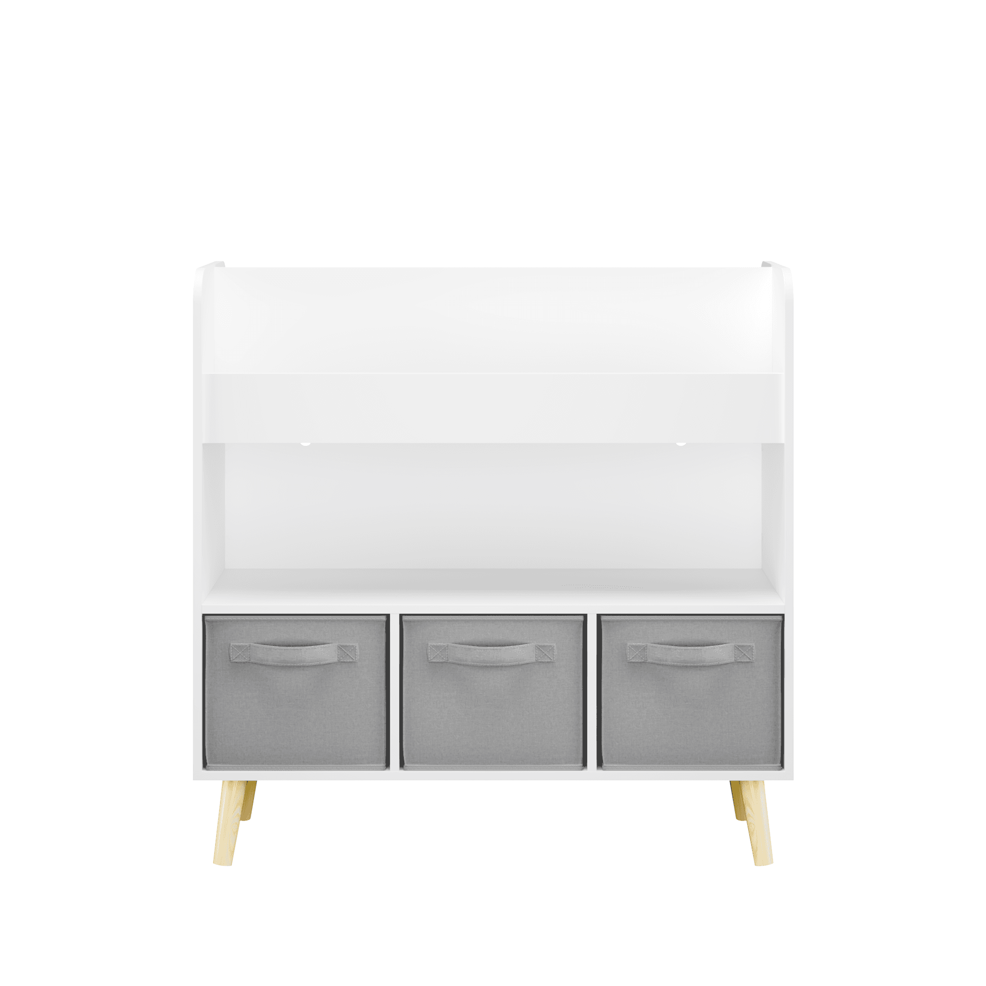 Kids Bookshelf With 3 Fabric Bins, Modern image 10