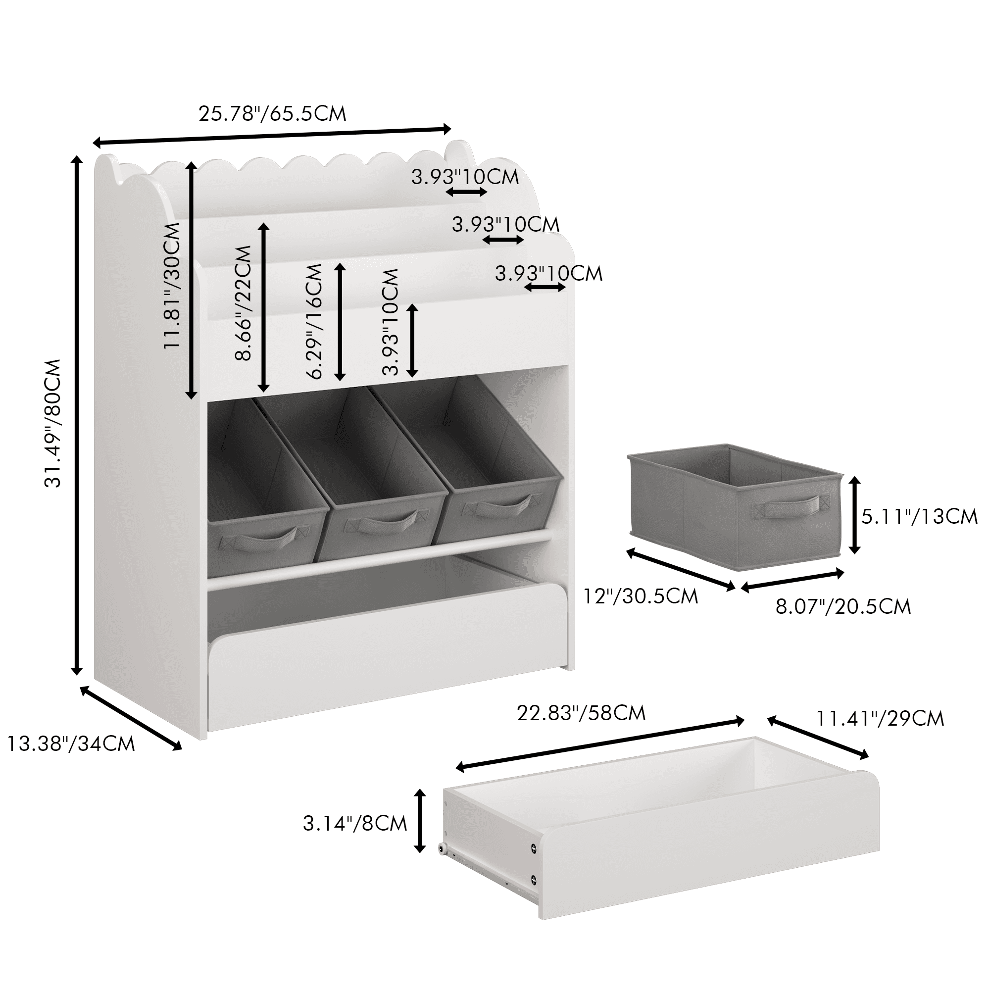 Kids Bookshelf With Storage Bins And Drawer image 3