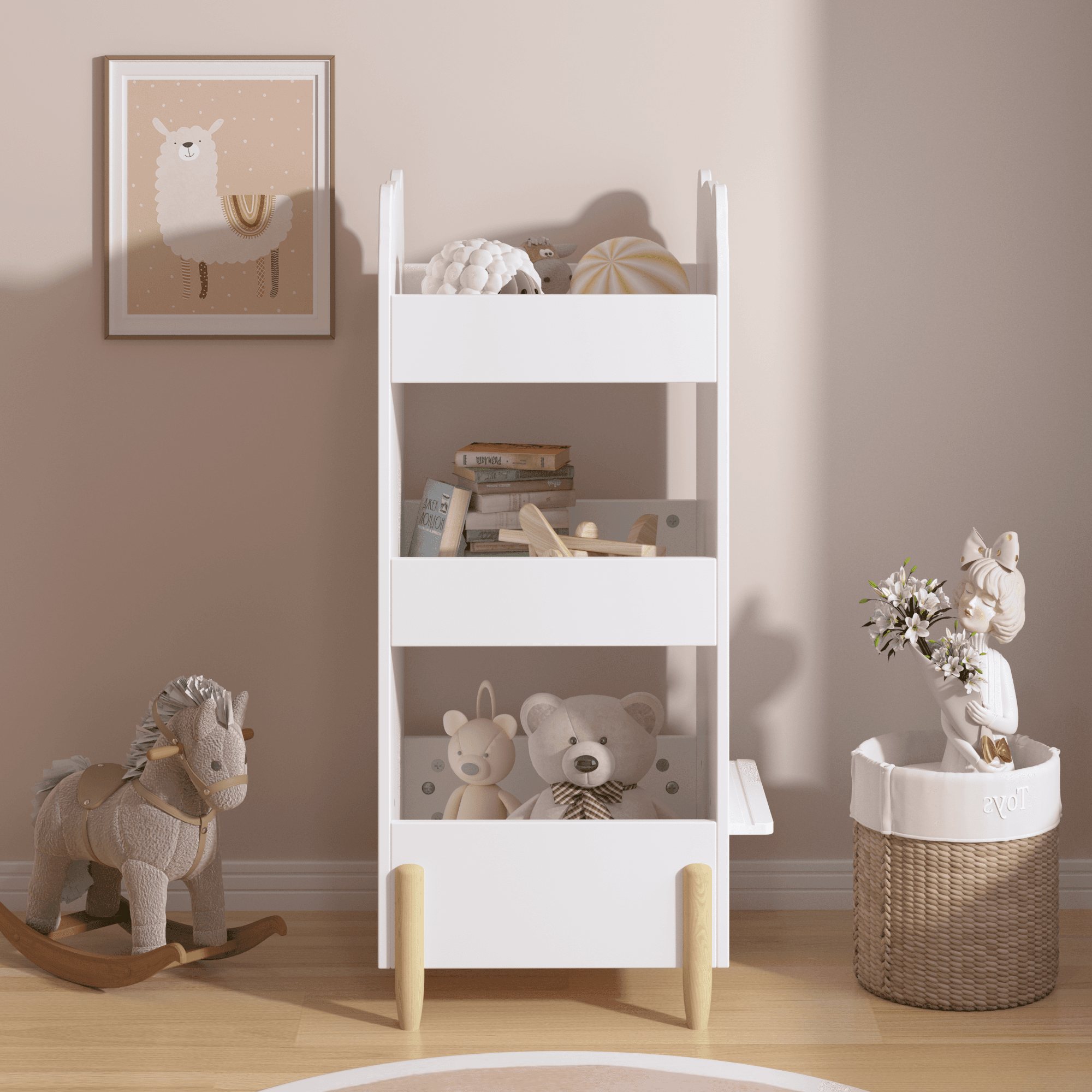 Kids Bookshelf With Chalkboard Side Bear Shaped image 4