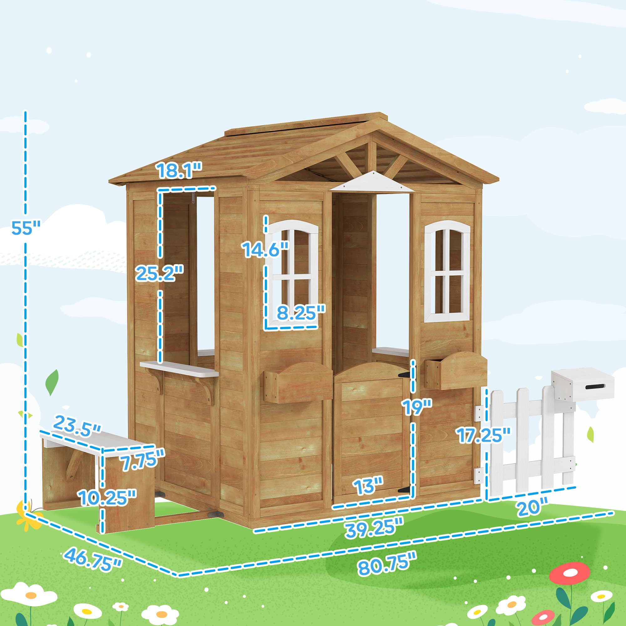 Outdoor Playhouse for Kids Wooden Cottage with image 3