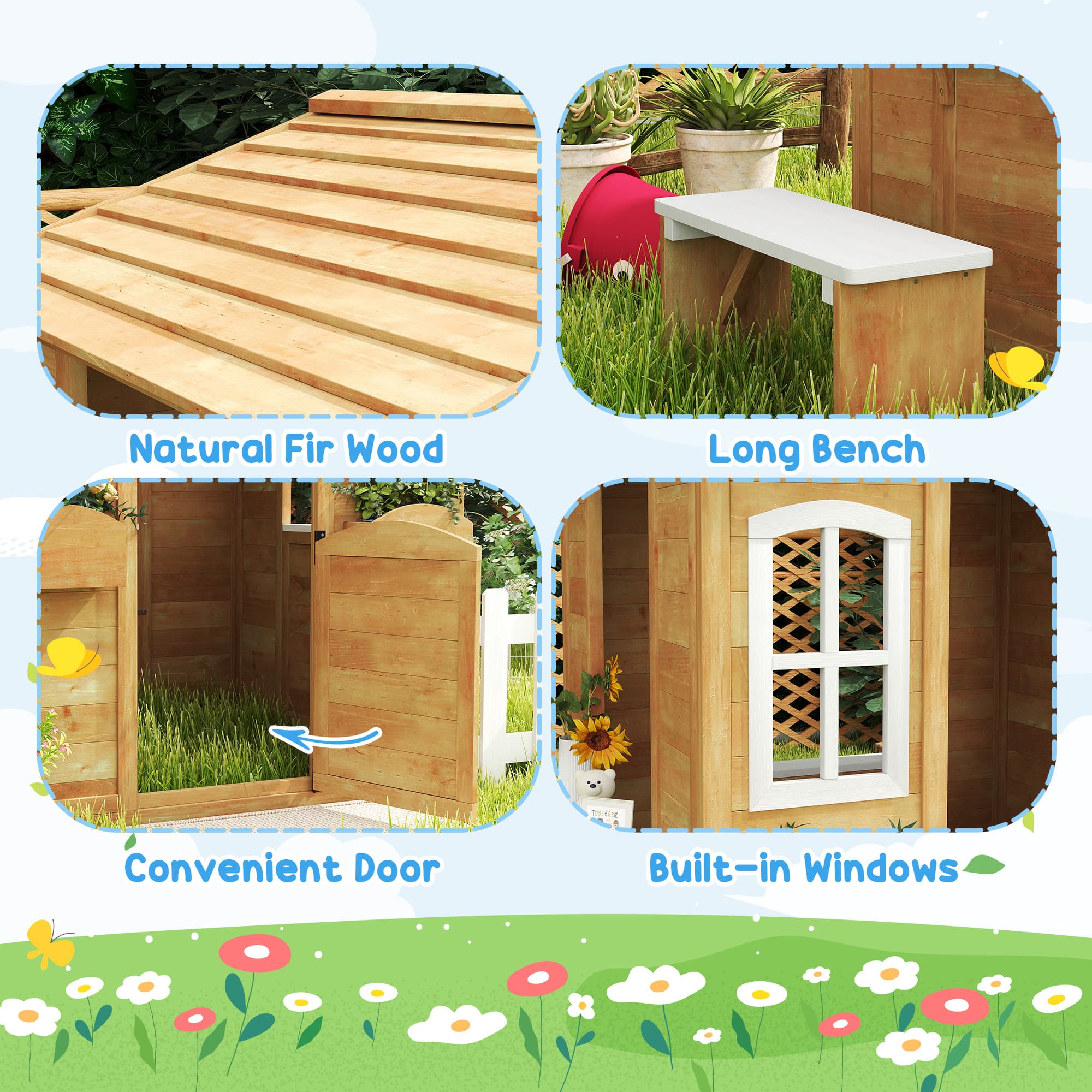 Outdoor Playhouse for Kids Wooden Cottage with image 5