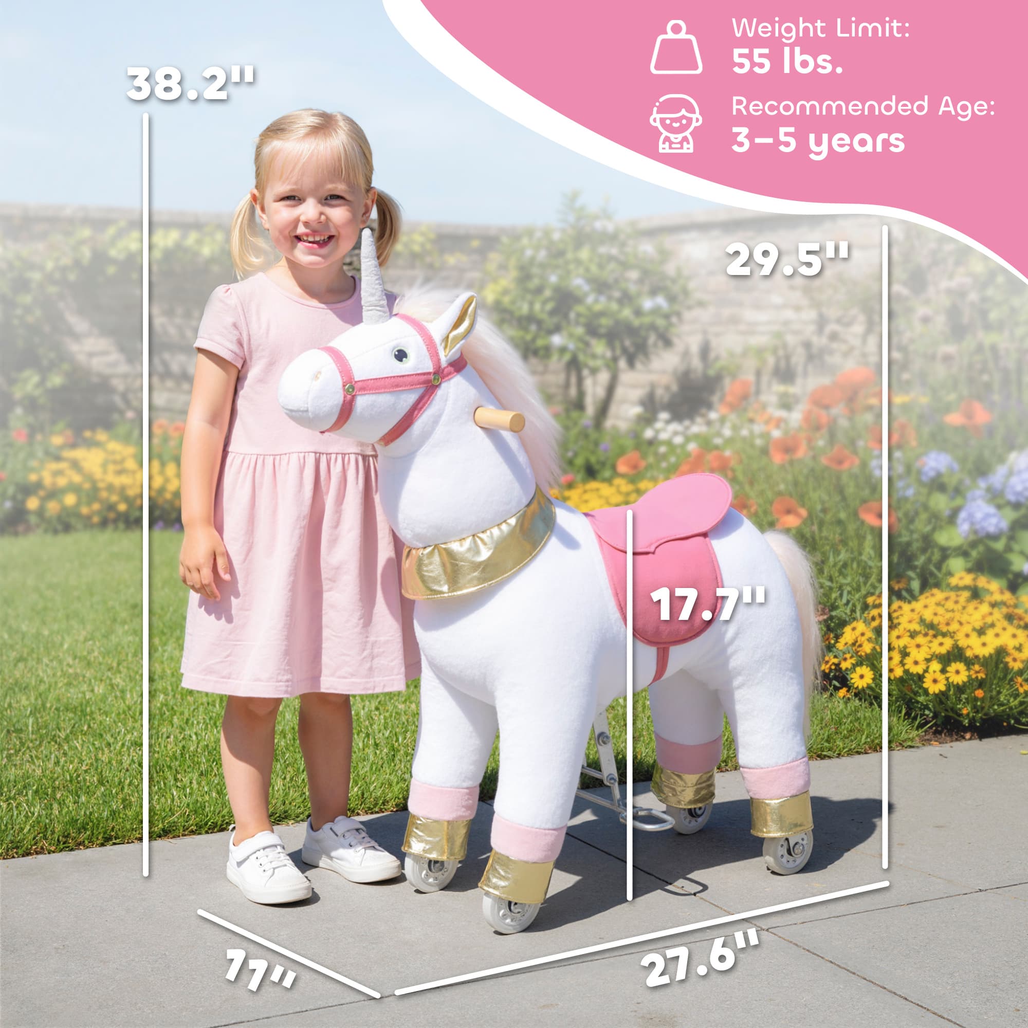 Ride on Unicorn Toy for Kids 3-5 image 3