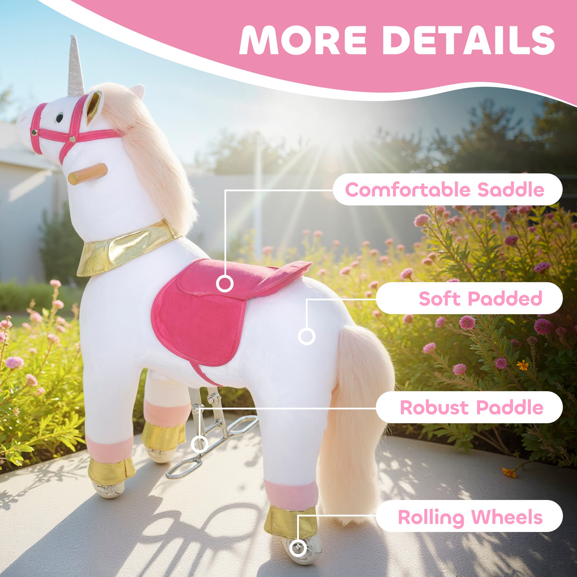 Ride on Unicorn Toy for Kids 3-5 image 6