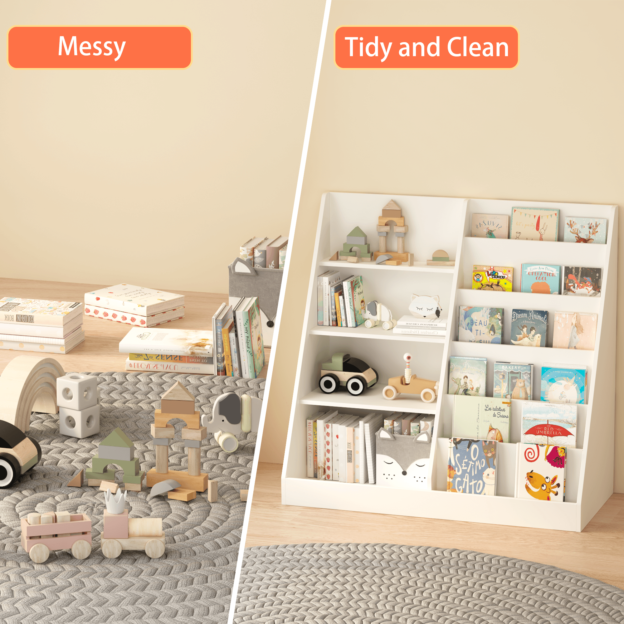 Kids Bookshelf And Toy Storage Organizer, Multifunctional image 13
