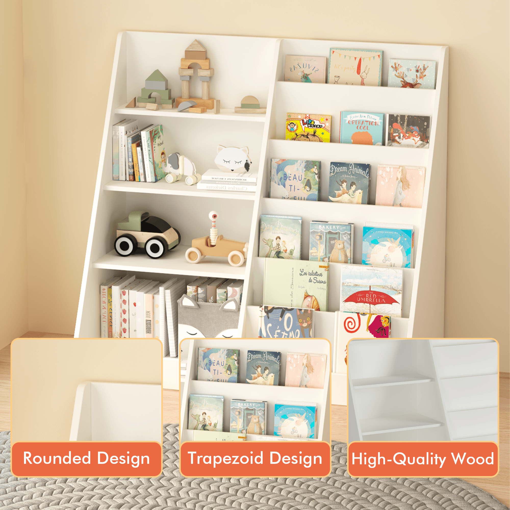 Kids Bookshelf And Toy Storage Organizer, Multifunctional image 12