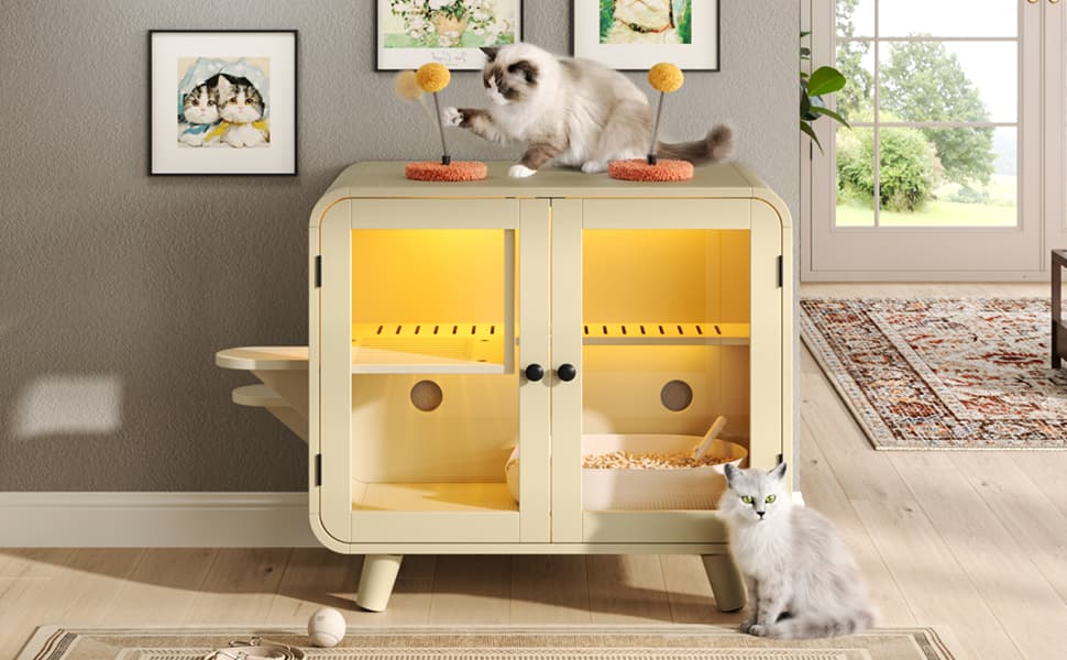 Cat Hidden Litter Box Enclosure With RGB image 2