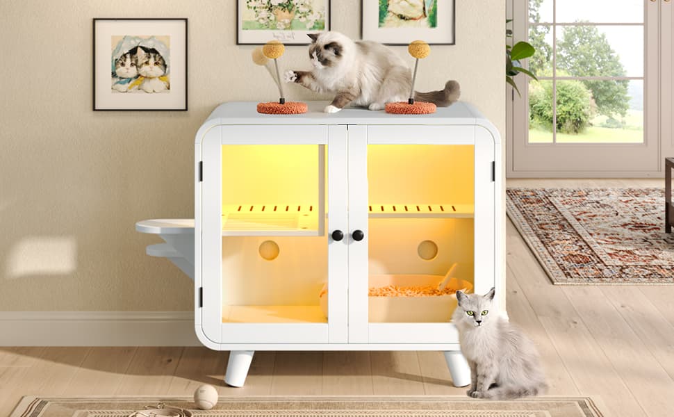 Cat Hidden Litter Box Enclosure With RGB image 2
