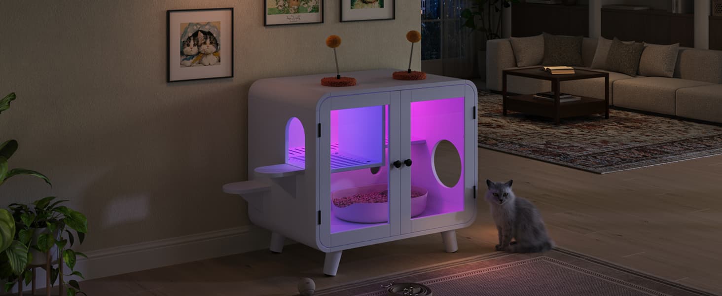 Cat Hidden Litter Box Enclosure With RGB image 5